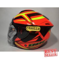 HELM INK DYNAMIC MOTIF #1 RED FLUO YELLOW FLUO HALF FACE