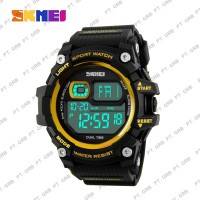 Jam Tangan Pria Cowok Laki Digital Skmei 1229 Gold Emas Tahan Air 50M