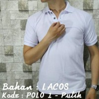 POLO 1 Kaos Kerah Putih Polos Baju Pria Cowok Bahan Lacos Kaus Pendek