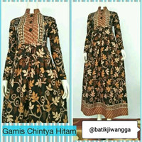 Baju Wanita Gamis Batik Jiwangga Modern Chintya Hitam Busui Pekalongan