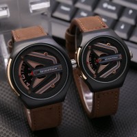 JAM TANGAN COUPLE SF LEATHER KULIT CEWEK COWOK SEPASANG MURAH KEREN