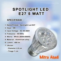 Lampu Sorot LED Halogen/Spotlight LED 5W Putih 6000-6500K Fitting E27