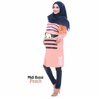 Baju Hamil Muslim Midi Dress Lucu Baby Cilub Ba Momoty Peach