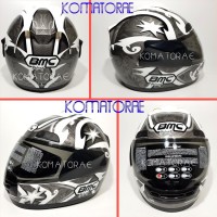 PROMO BARU HELM BMC JAZZ MOTIF 12 WHITE GUN METAL FULL FACE