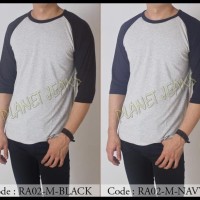 FREE ONGKIR Baju kaos raglan pria tangan panjang 3/4 / lengan 7/8