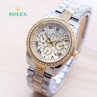 JAM TANGAN ROLEX RANTAI CHRONO VARIASI SILVER WARNA EMAS GOLD