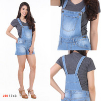Celana Kodok Pendek Overall Jeans Wanita Jumpsuit Denim JSK 1703