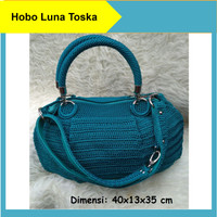 Tas Rajut Wanita Shoulderbag Hobo Luna Biru Nilon Handmade Asli Jogja