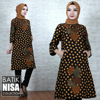 Jual Baju Batik Dress Terusan Wanita Bunga Tutul Katun Cap Malam Etnik Murah
