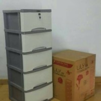 lemari plastik murah merk lily motif rotan 5 susun p alat rumah tangga