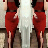 slit longdress maxi maxy dress gaun baju wanita imlek pesta panjang