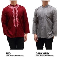 BAJU MUSLIM KOKO MERAH ABU TUA POLOS BORDIR BATIK HARGA DISTRIBUTOR