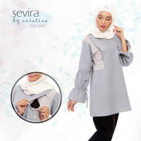 Sevira silver grey baju atasan tunik kerja formal wanita warna abu