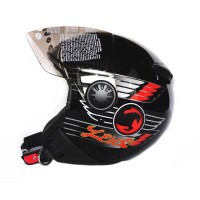 Zeus Helm Half Face ZS210B - Grafik Hitam DD65 Silver