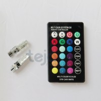 Jual LAMPU LED T10 MOBIL MOTOR RGB 6 MATA JELLY ISI 2PCS + REMOTE + BATERAI Murah