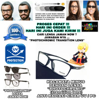 KACAMATA MINUS FRAME REEBOK DENGAN LENSA MINUS PHOTOCHROMIC ANTI UV