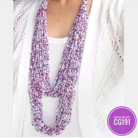 Aksesoris Wanita Kalung Panjang Manik-Manik Mute-Mute Warna-Warni.