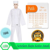 Jual Baju Muslim Anak Setelan Baju Koko Anak Warna Putih Lengan Panjang Murah