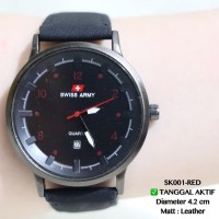 Jam tangan pria swiss army kulit leather tanggal aktif casual laki qnq