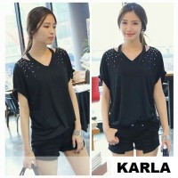 BAJU TERMURAH BAJU WANITA Blouse Jumbo (XL - Fit XXL) KARLA - Spandek