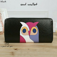Dompet Warna Warni Wanita OWL Murah Untuk ke Pesta & Kantor - Hitam