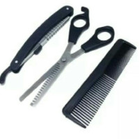 Alat cukur Rambut Set SisirGunting sasakPisau Cukur/ ALAT CUKUR SET