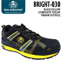 Sepatu Safety Shoes Bata Bright 030 Black Yellow Sporty Casual Classic