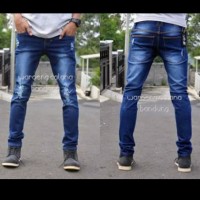 JUAL gaul celana gaul jeans sobek pria bio wash scrub pensil karet me