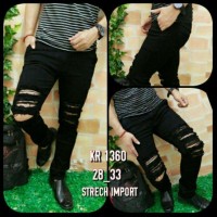 PROMO celana promo JEANS HITAM ROBEK SOBEK RIPPED JEANS PRIA celana p