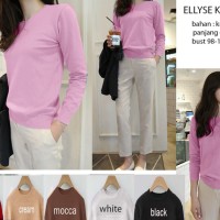 PROMO BAJU WANITA BLOUSE KAOS POLOS LENGAN PANJANG HITAM PUTIH PINK