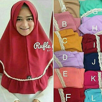 Jual hijab simple pet renda rempel rufle antem jilbab instan dayli cantik Murah