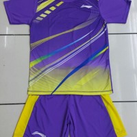 Baju Kaos Badminton Stelan Dewasa Lining L.19 Ungu