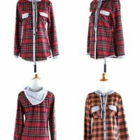 BAJU KEMEJA BAJU KERJA atasan kemeja wanita kotak hoodie murah import,
