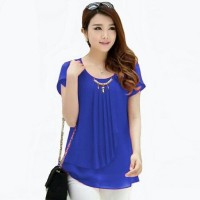 BAJU WANITA TERLARIS Blouse Chiffon Korea Style Variasi Kalung Mutiara