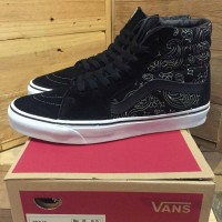 Sepatu Vans Sk8 Hi Bandana Stich Black white Waffle Dt