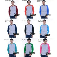 Raglan Lengan Panjang Abu Dongker / Kaos Reglan / Reglan Polos / Kaos