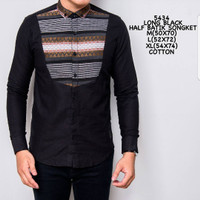 KEMEJA 2018 baju kemeja pria | kemeja lengen panjang black mix batik