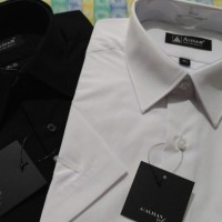 BAJU TERMURAH Kemeja Alisan Putih Polos Pendek / Kemeja Alisan Hitam