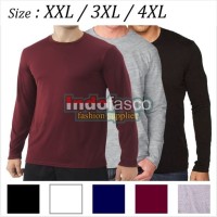 BAJU ATASAN PRIA 3XL / 4XL (XXXL) - Baju kaos polos lengan panjang