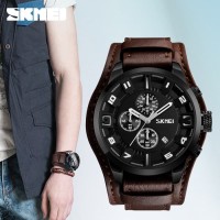 Jam Tangan Kulit Cowok Murah Anti Air SKMEI Emerald Original High