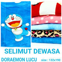 Selimut bulu dewasa Doraemon biru selimut halus murah dan terbaru