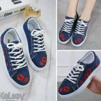Sepatu Kets Wanita Sneakers Bunga Bordis Jeans Sds215