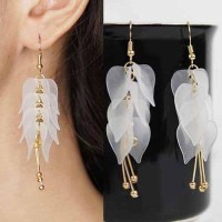Leaf Petals Earrings White Anting Perhiasan Wanita Fashion Giwang KPOP
