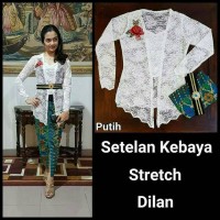 Setelan Kebaya Stretch Dilan Putih. Setelan Kebaya Jadi. Kebaya Bali
