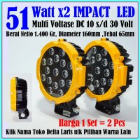Lampu Sorot Tembak LED 2 pcs 51 watt 51w 12 volt 24 volt - kuning