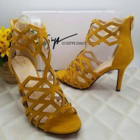 Jual sepatu pesta high heels import wanita branded kuning yellow Murah