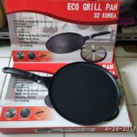Round grill pan teflon anti lengket bagus wajan datar untuk memangga