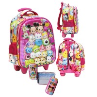 Tas Trolley Anak Sekolah TK Tsum Tsum 5D Timbul 2KT Import & KP