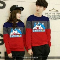 lengan panjang couple trendy | baju kapel serasi | 3Tone doraemon red