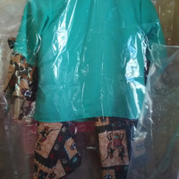 Baju muslim anak atas bawah, bawah celana kulot motif batik 5 - 7 thn